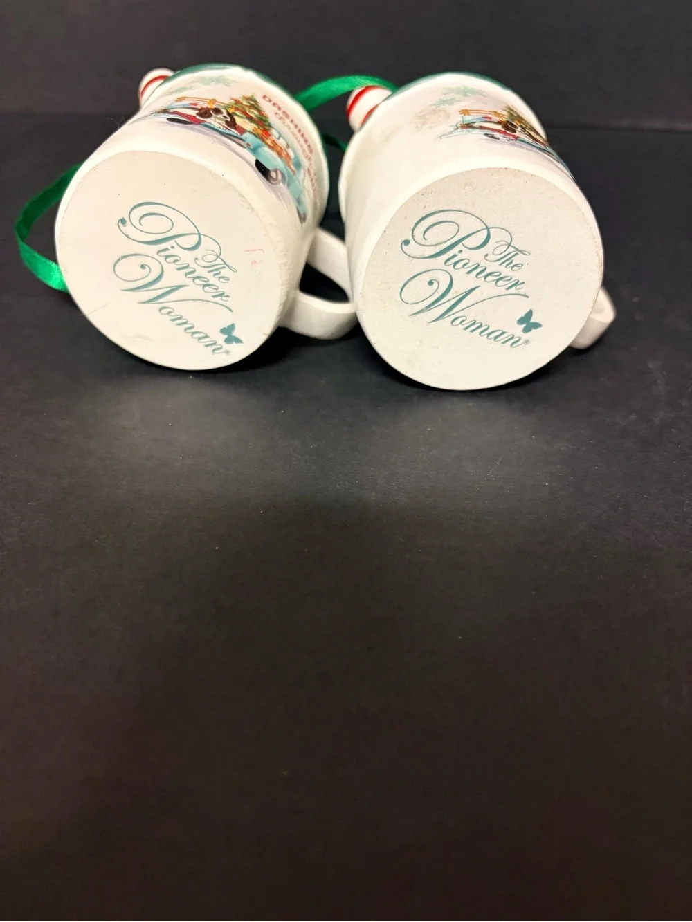 Pioneer Women ‘ Dashing Through the Snow' White Ceramic Mug Ornaments - Set of 2
